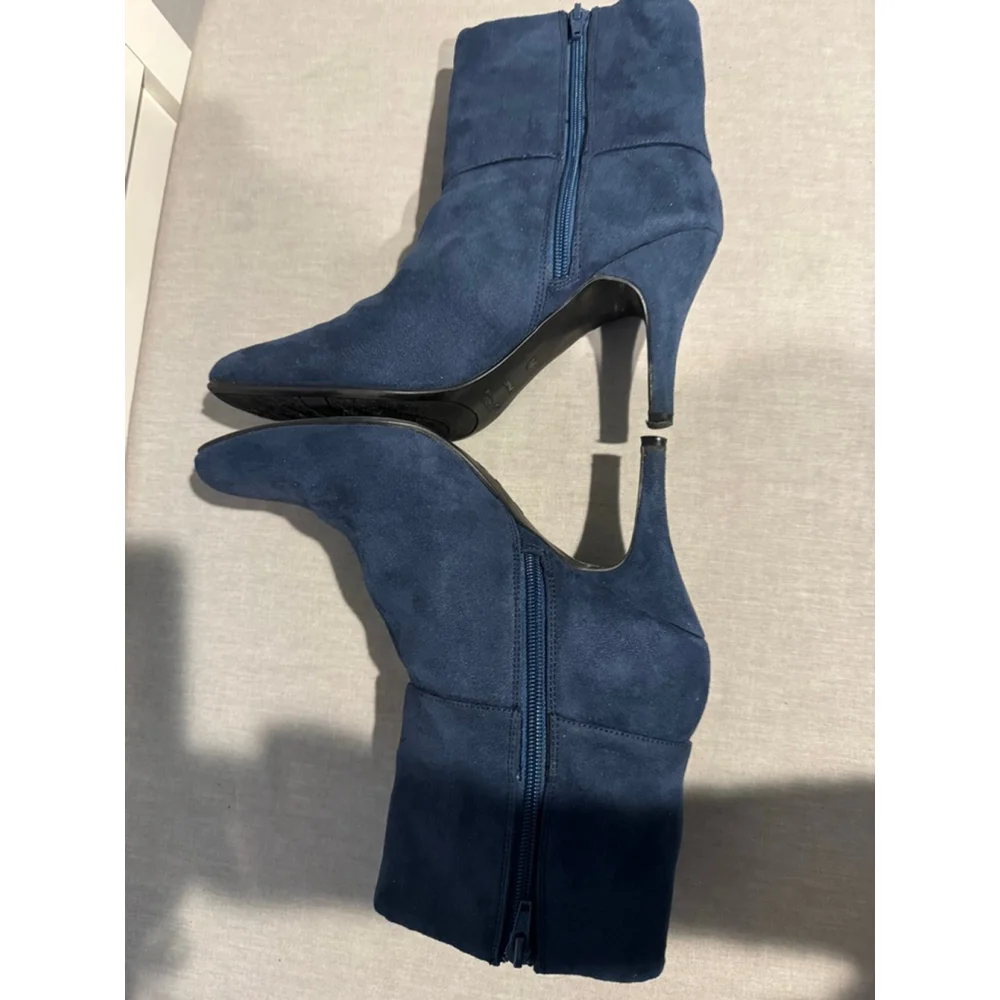 Women's FIONI Blue Vegan Faux Suede Ankle Boots & Booties Size 10